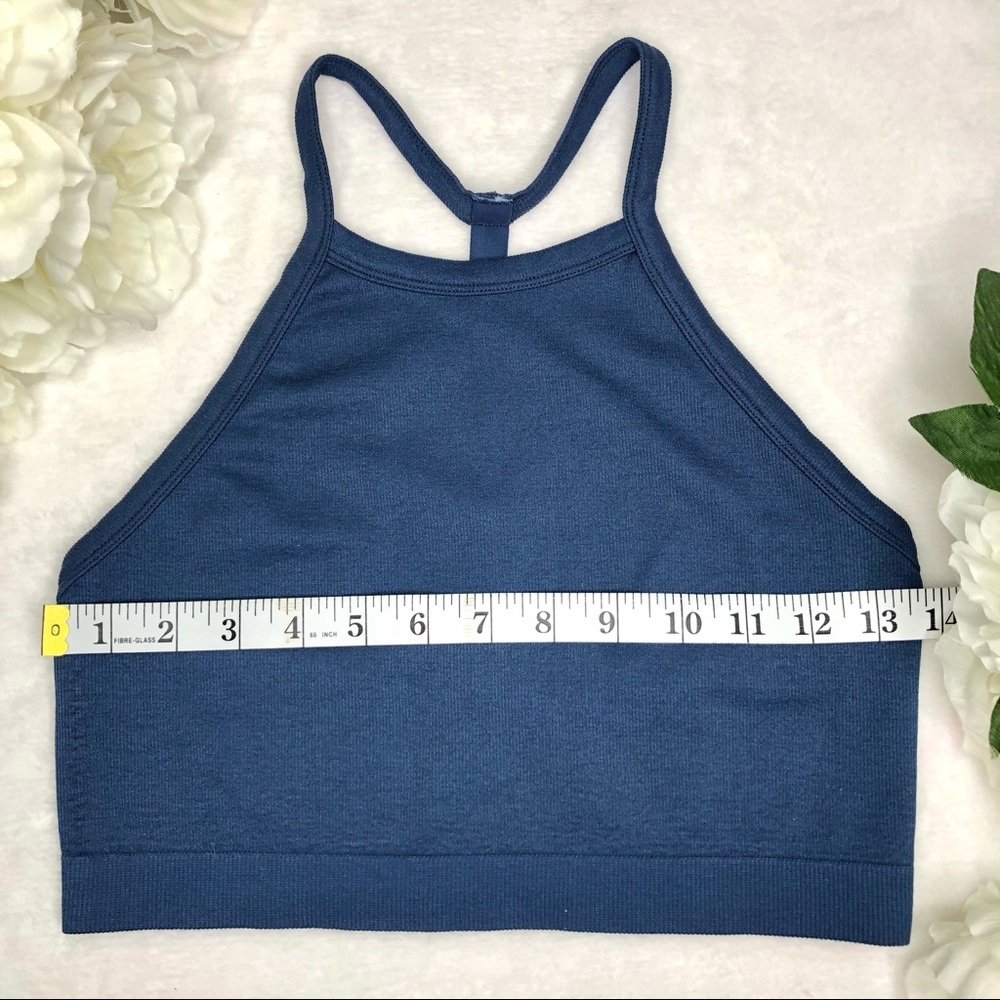 Colsie Cropped Halter Top Ribbed Cami Blue Medium M - Picture 11 of 14